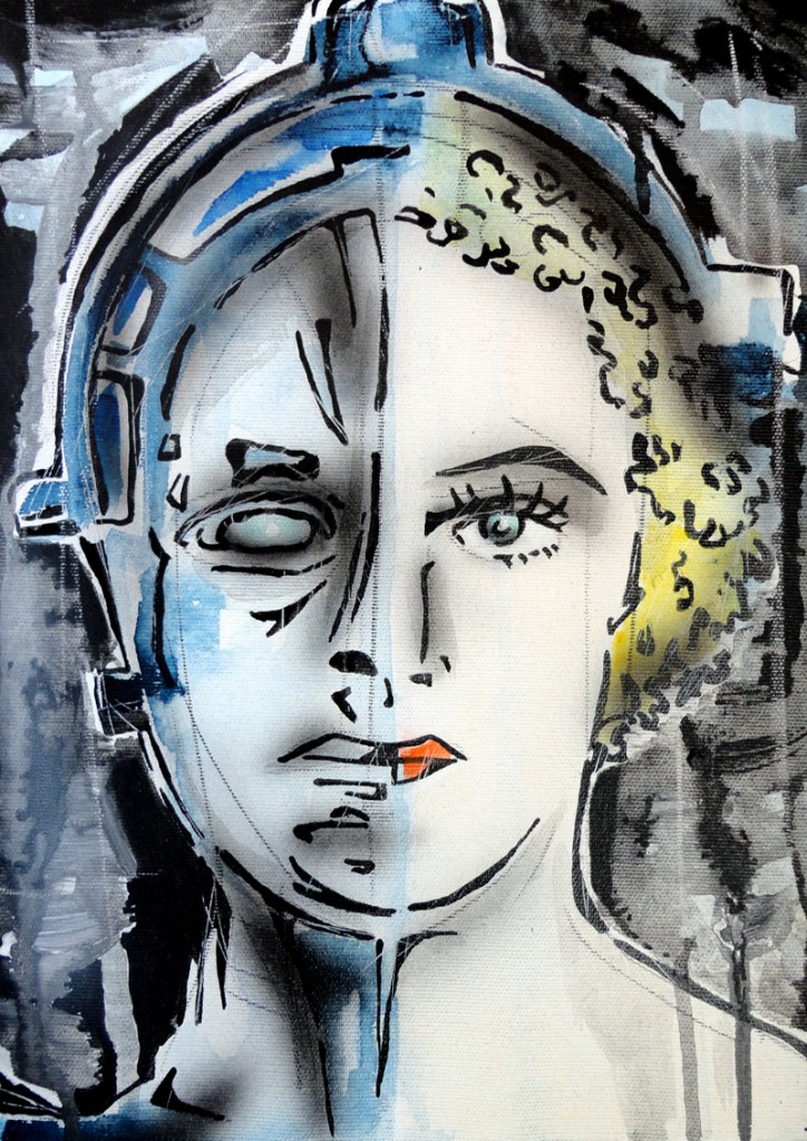 MARIA - THE ROBOT WOMAN I, 20x30 cm, acrylics on canvas (2015)