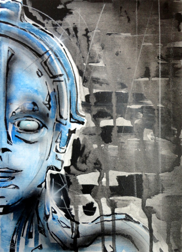 MARIA - THE ROBOT WOMAN II, 20x30 cm, acrylics on canvas (2015)