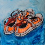 ORANGE SHOES, mixed media on canvas, 50x50 cm (2015)